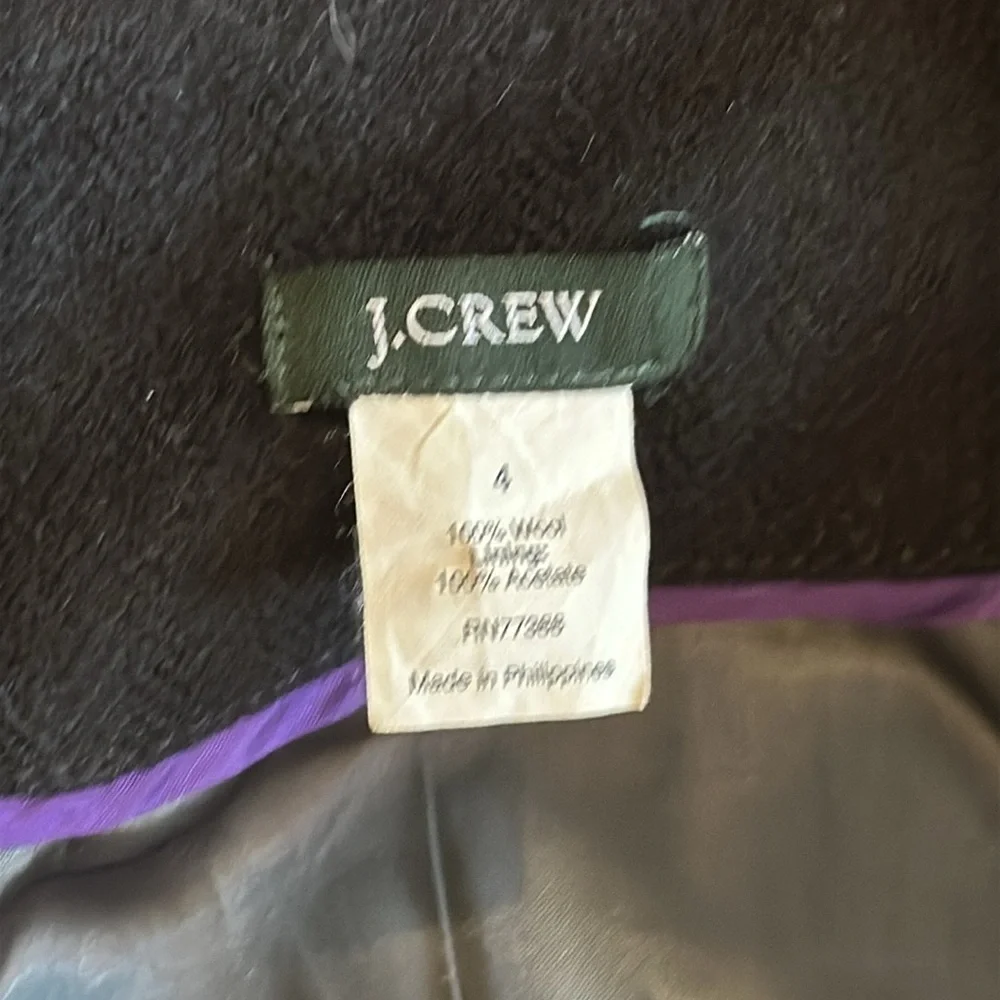 Wool J.Crew coat. Size 4. Black